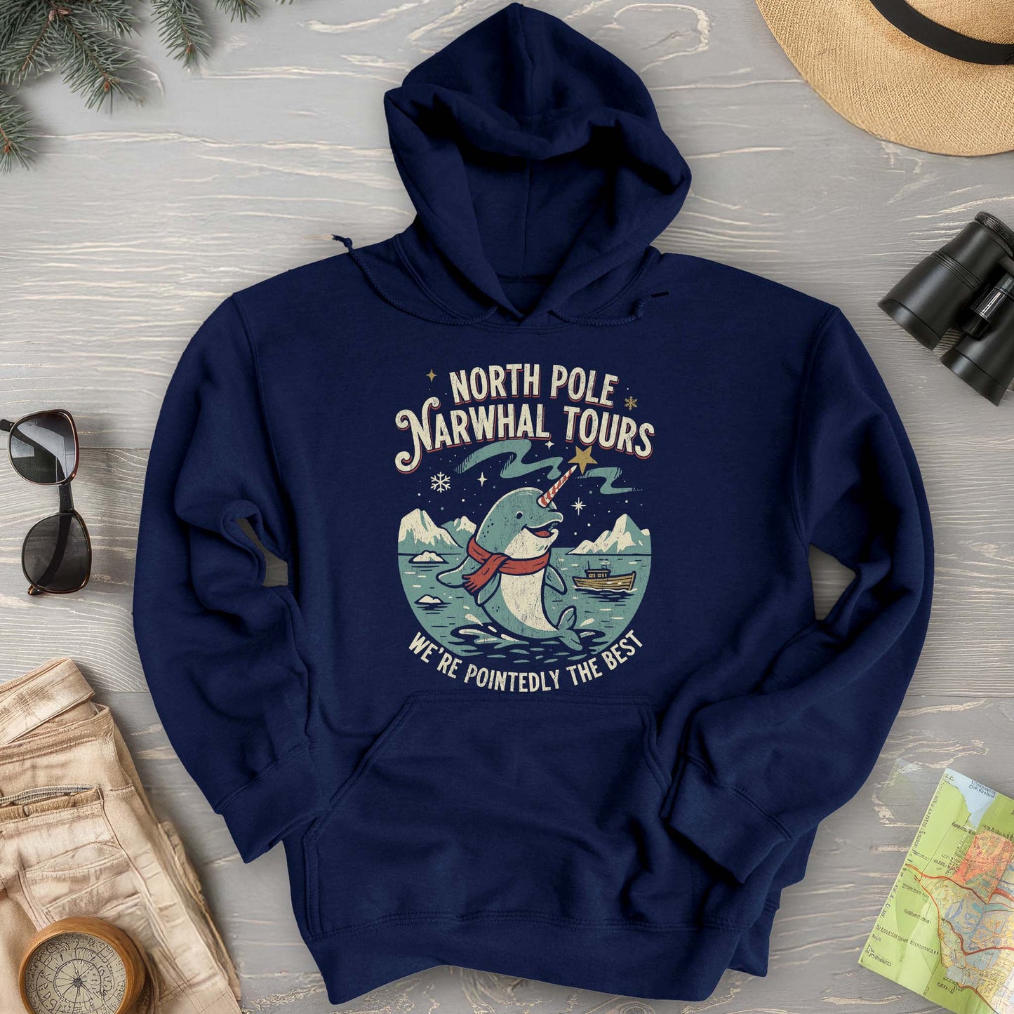 North Pole Narwhal Tours Hoodie