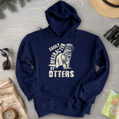 Easily Distracted By Otters Vintage Print Hoodie