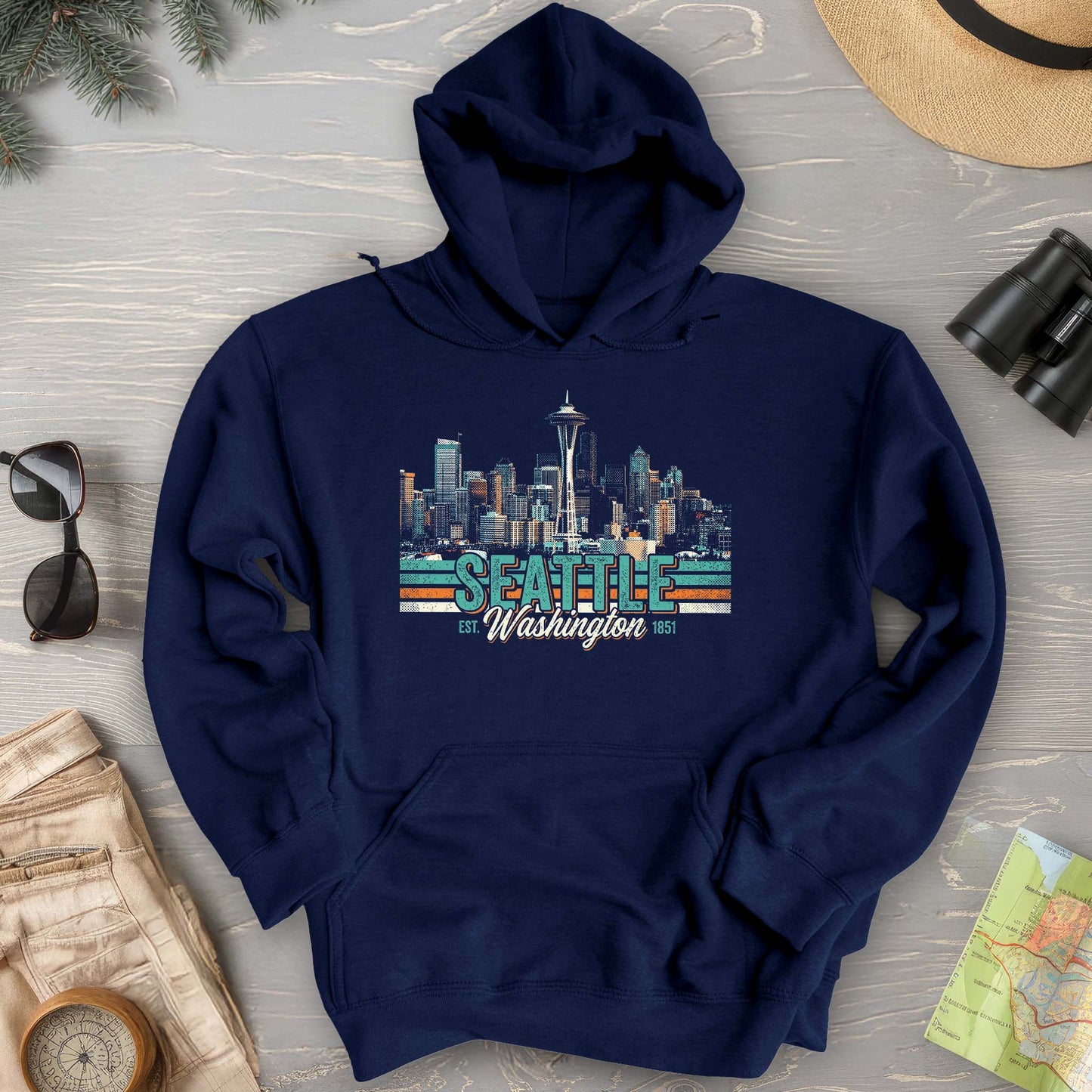 Seattle Retro Skyline Hoodie