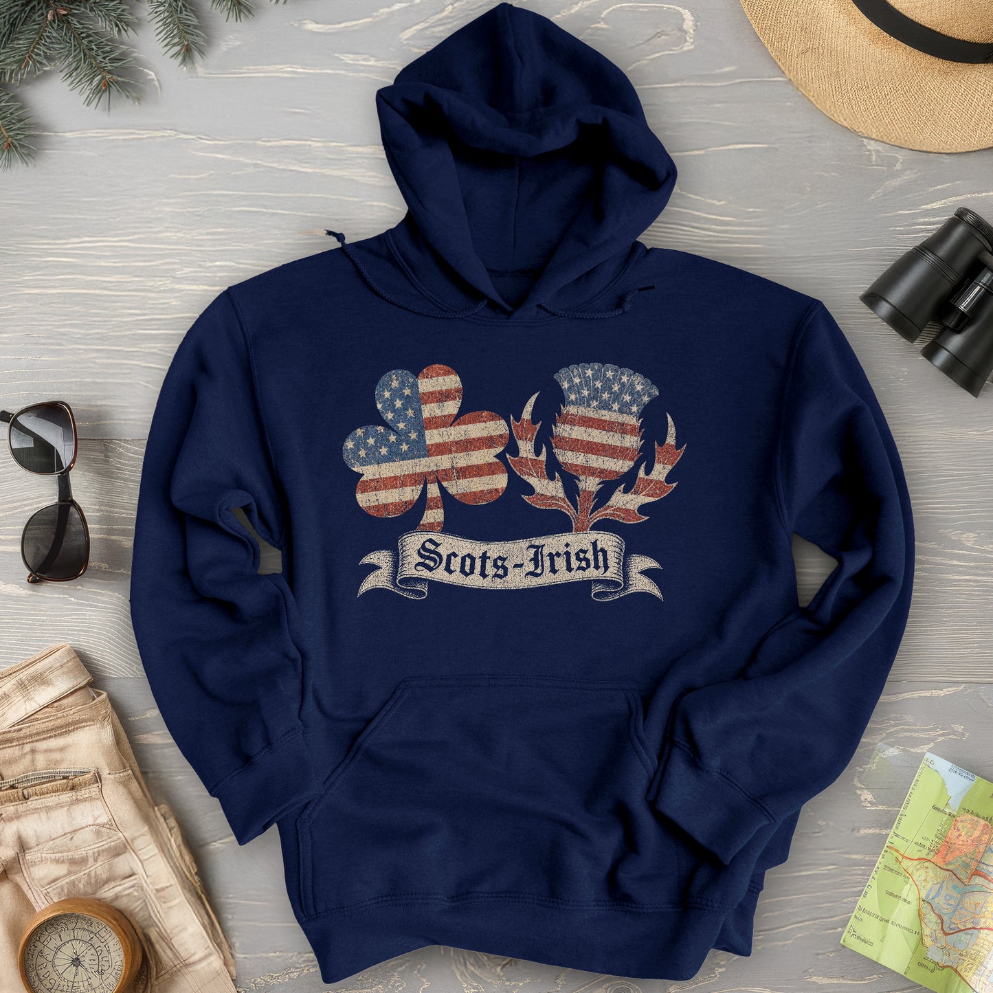 Scots-Irish Clover Thistle Flag Hoodie