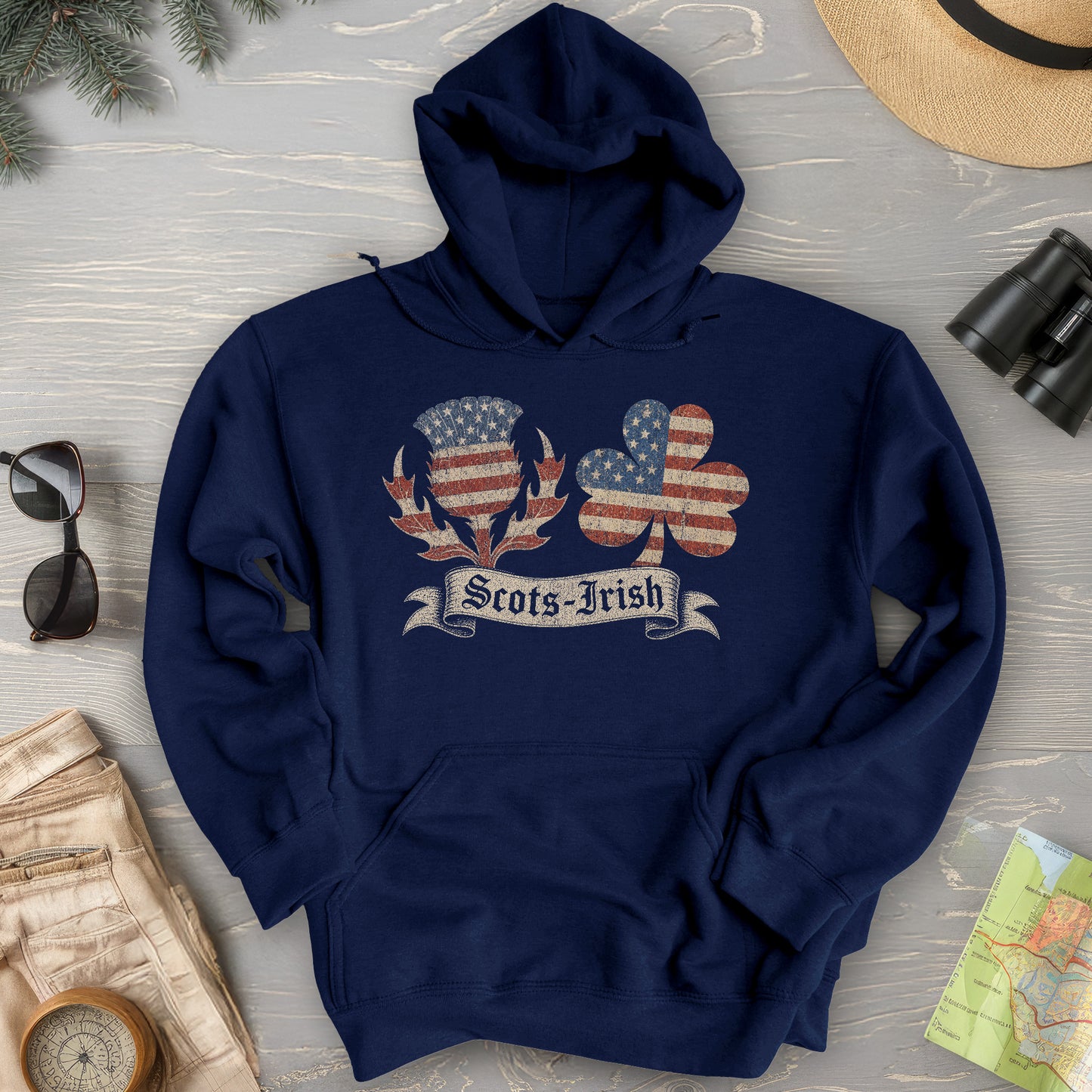 Scots-Irish Clover Thistle Flag Hoodie