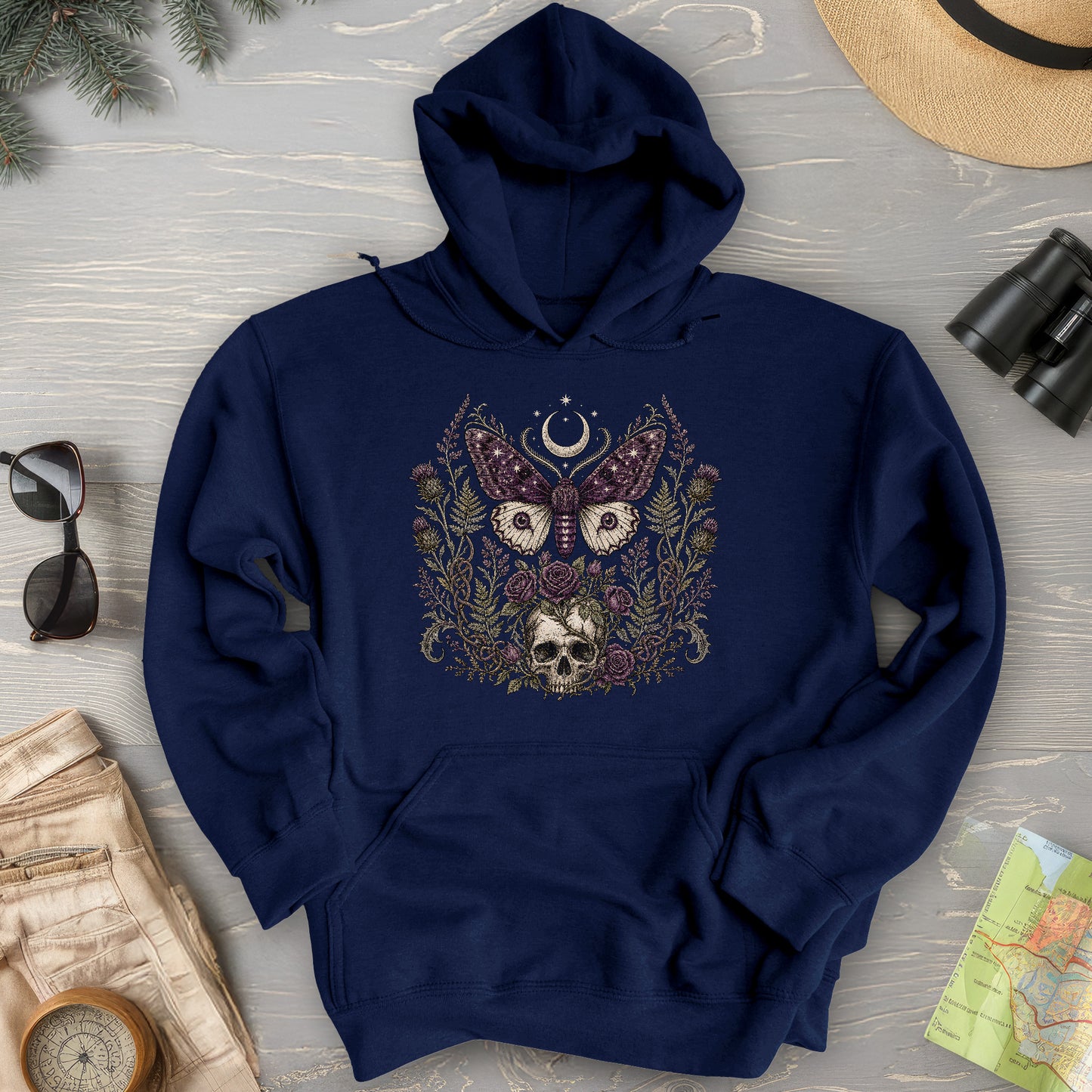 Gothic Thistle Moth Hoodie