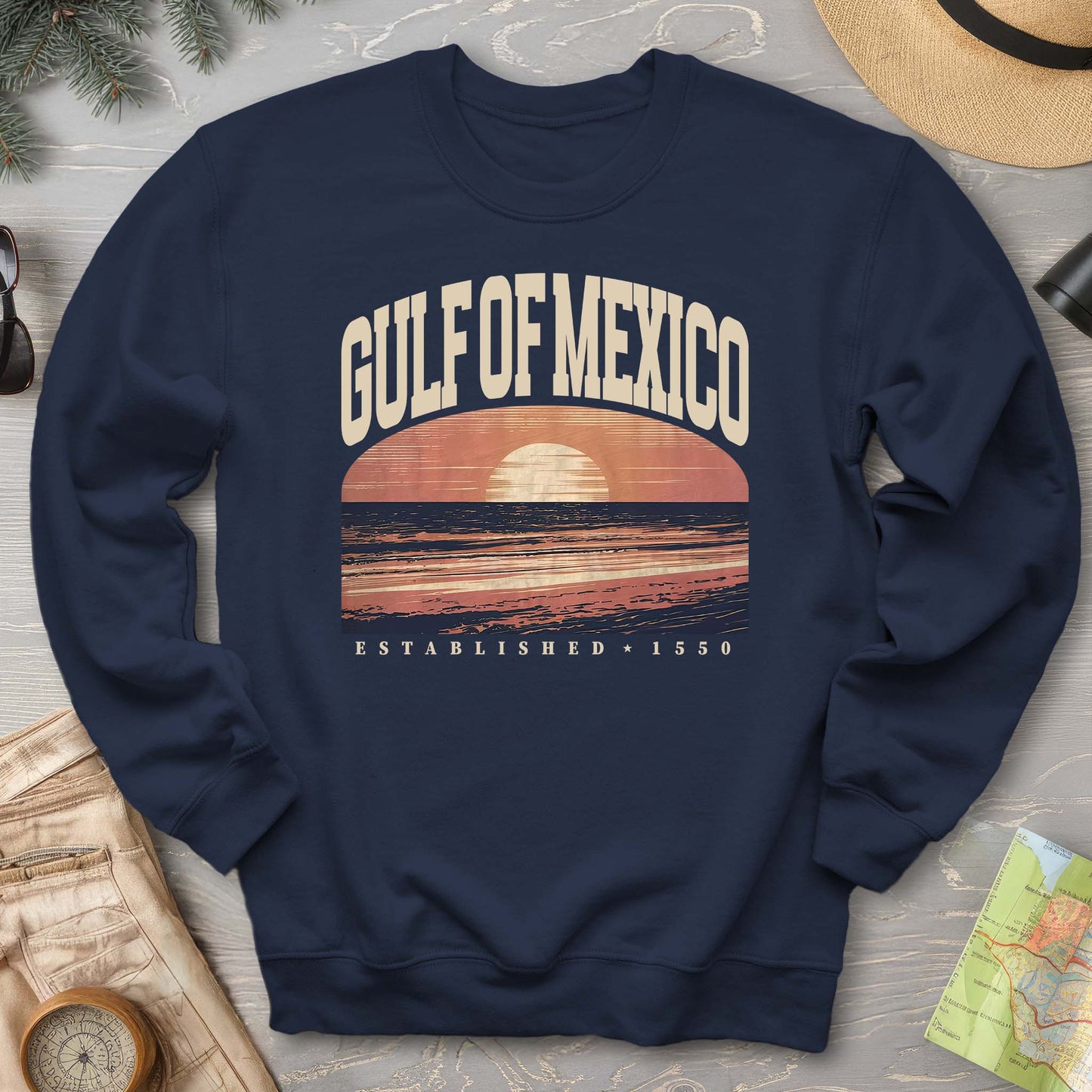 Bargain Bin Overstock! Gulf of Mexico Varsity Sunset Sweatshirt