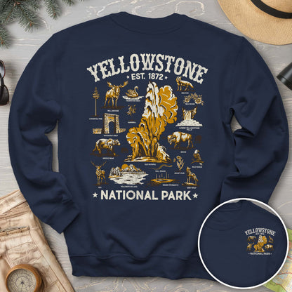 Yellowstone National Park Vintage Front/Back Print Sweatshirt