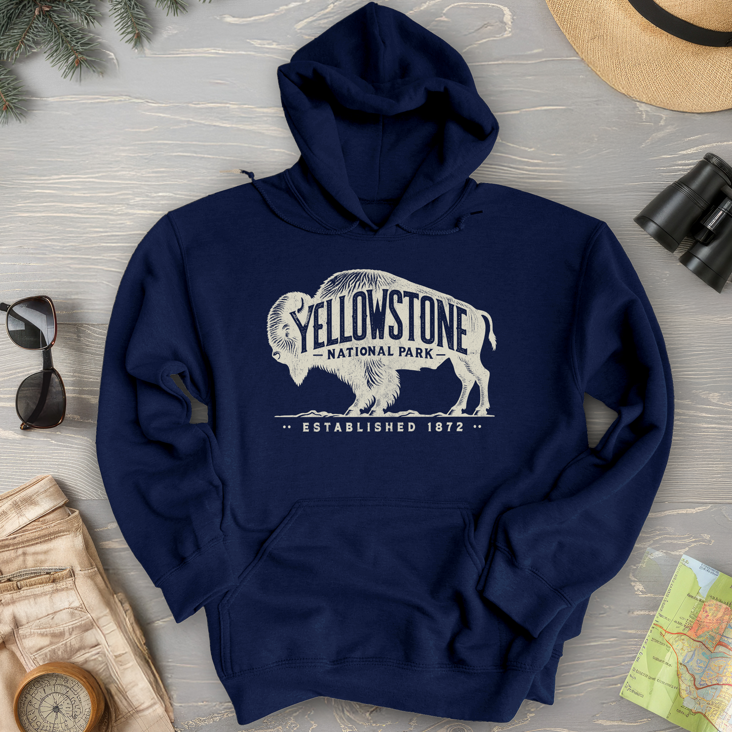 Yellowstone National Park "Vintage Buffalo" Hoodie