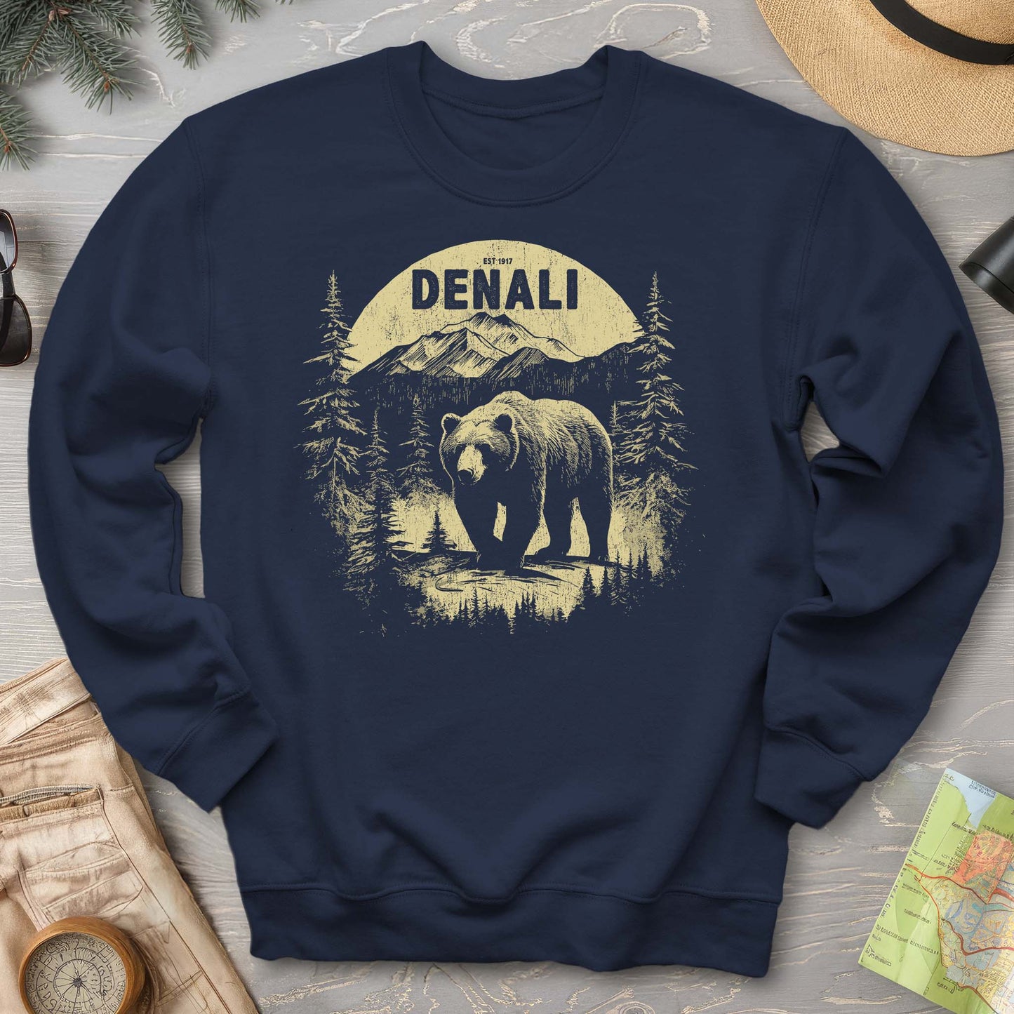 Bargain Bin Overstock! Denali National Park Grizzly Bear Crewneck Sweatshirt
