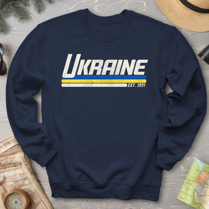 Ukraine Retro Stripe Crewneck Sweatshirt