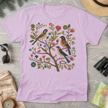 Cottagecore Birds "Folk Art Print" Comfort Colors T-Shirt