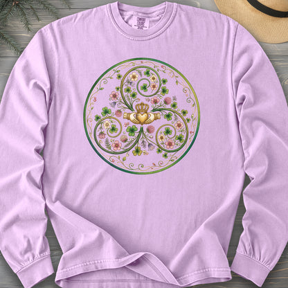 Claddagh Floral Triskele Comfort Colors 6014 Long Sleeve