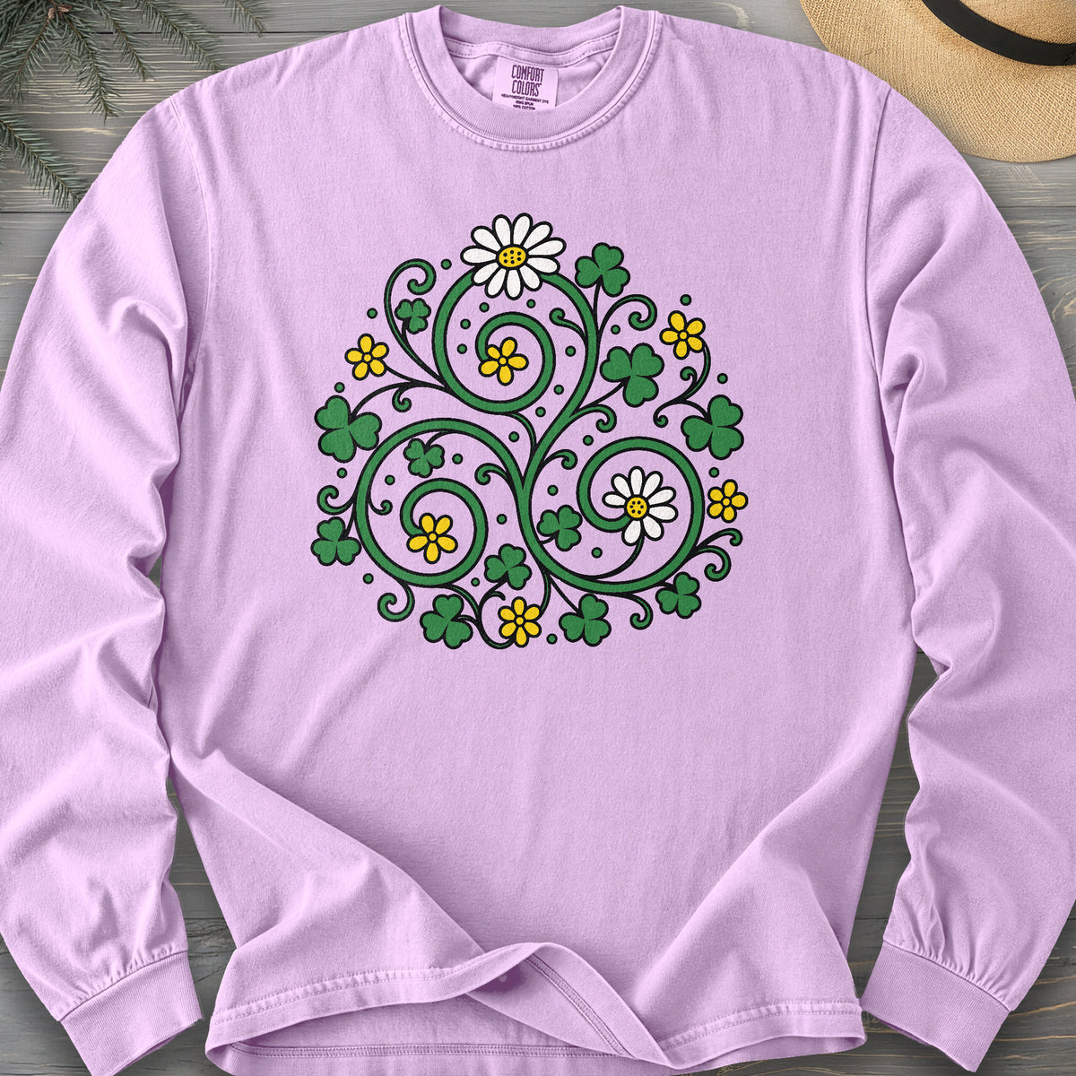 Celtic Shamrock Triskele Comfort Colors 6014 Long Sleeve