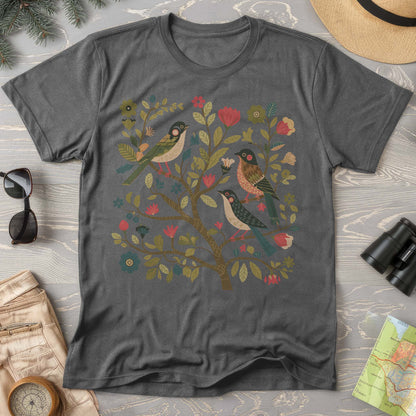 Cottagecore Birds "Folk Art Print" Comfort Colors T-Shirt