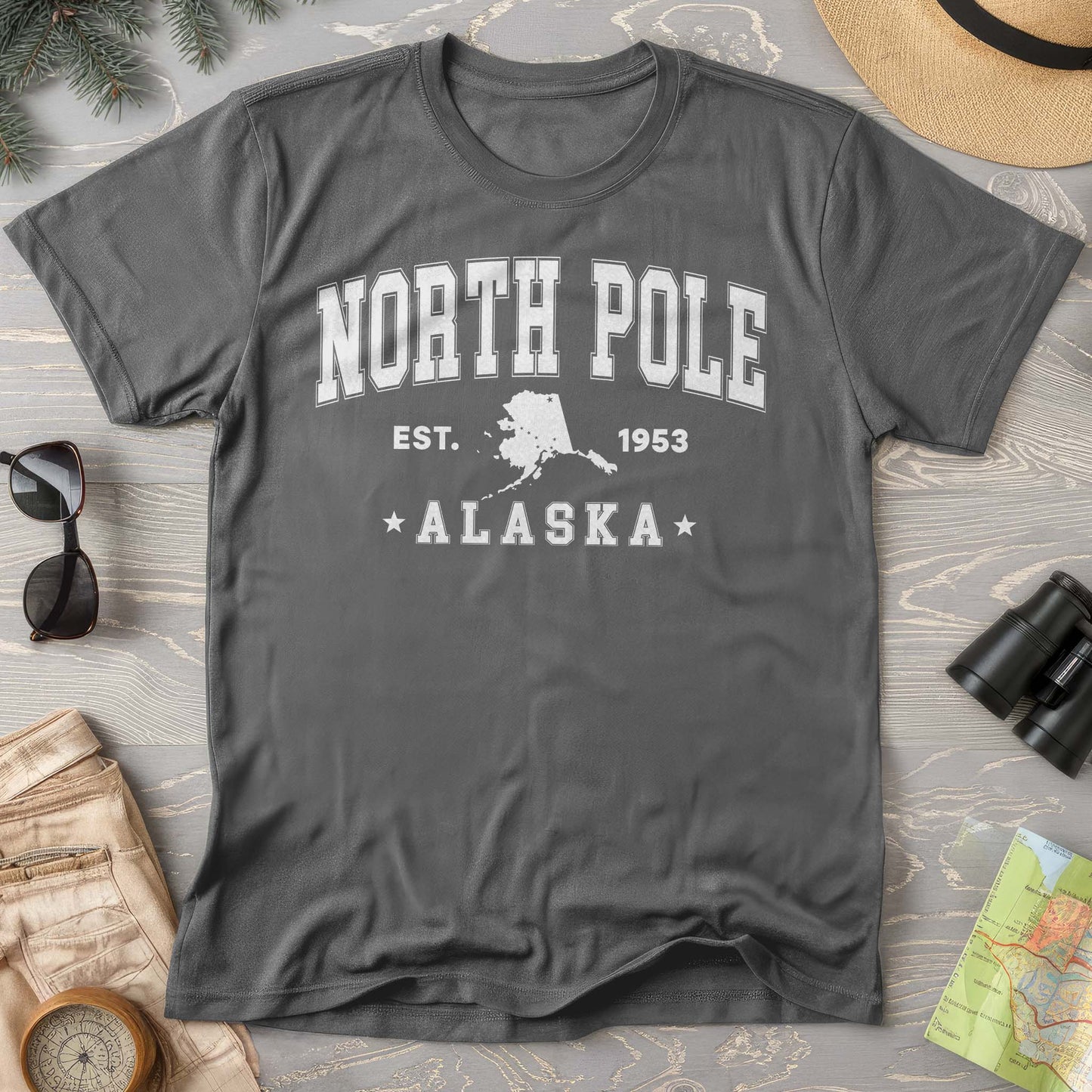North Pole Alaska Varsity Comfort Colors T-shirt