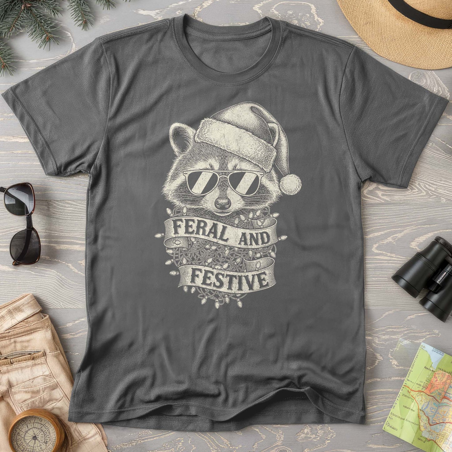 Feral and Festive Racoon Comfort Colors T-shirt