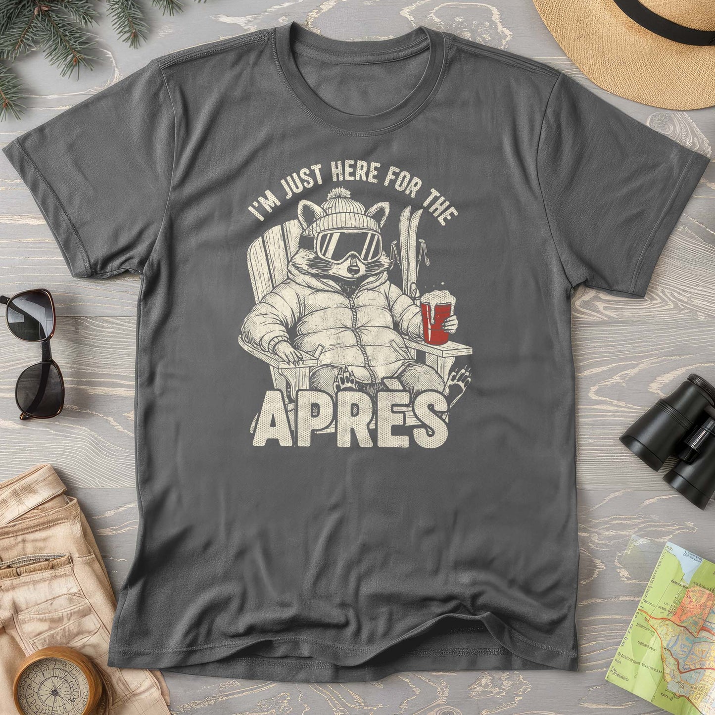 Just Here for the Apres "Raccoon" Comfort Colors T-shirt