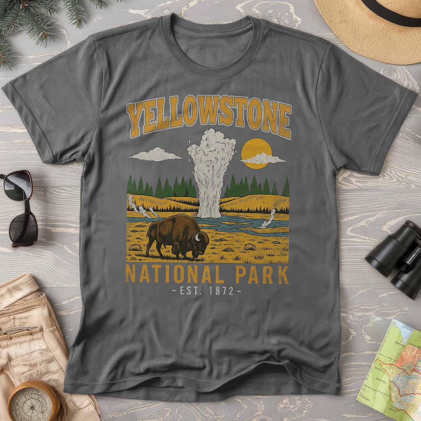 Yellowstone Old Faithful Buffalo Comfort Colors T-shirt