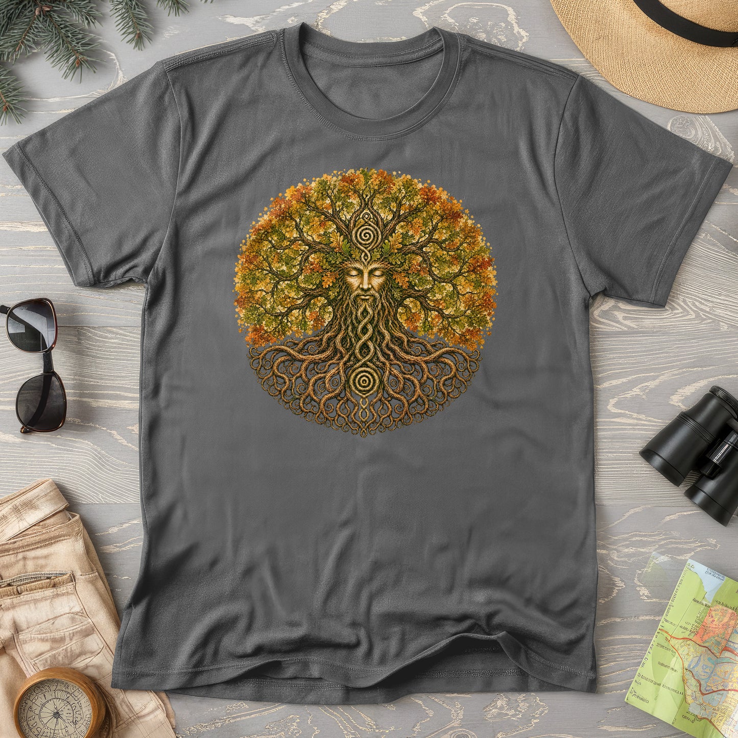 Green Man Autumn Bloom T-Shirt