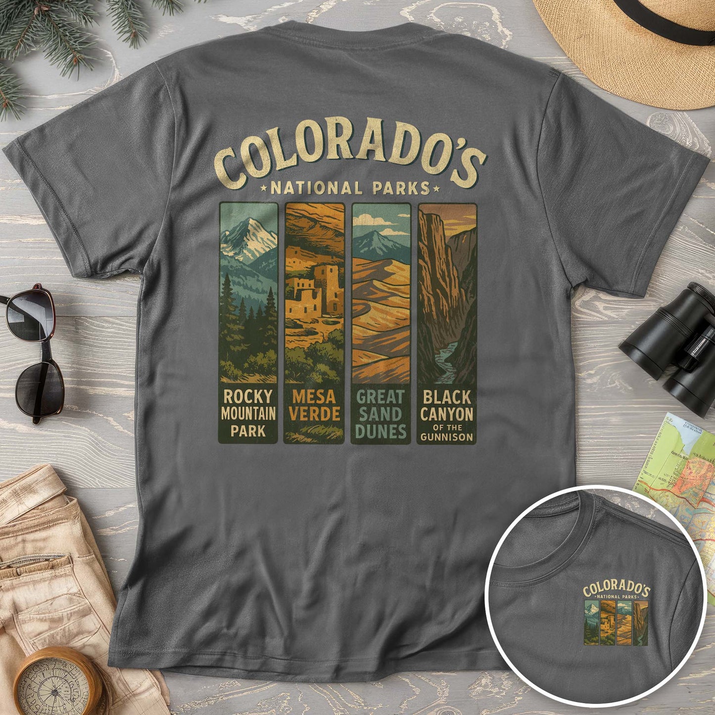 Colorado National Parks Vertical Front/Back Print Comfort Colors T-Shirt