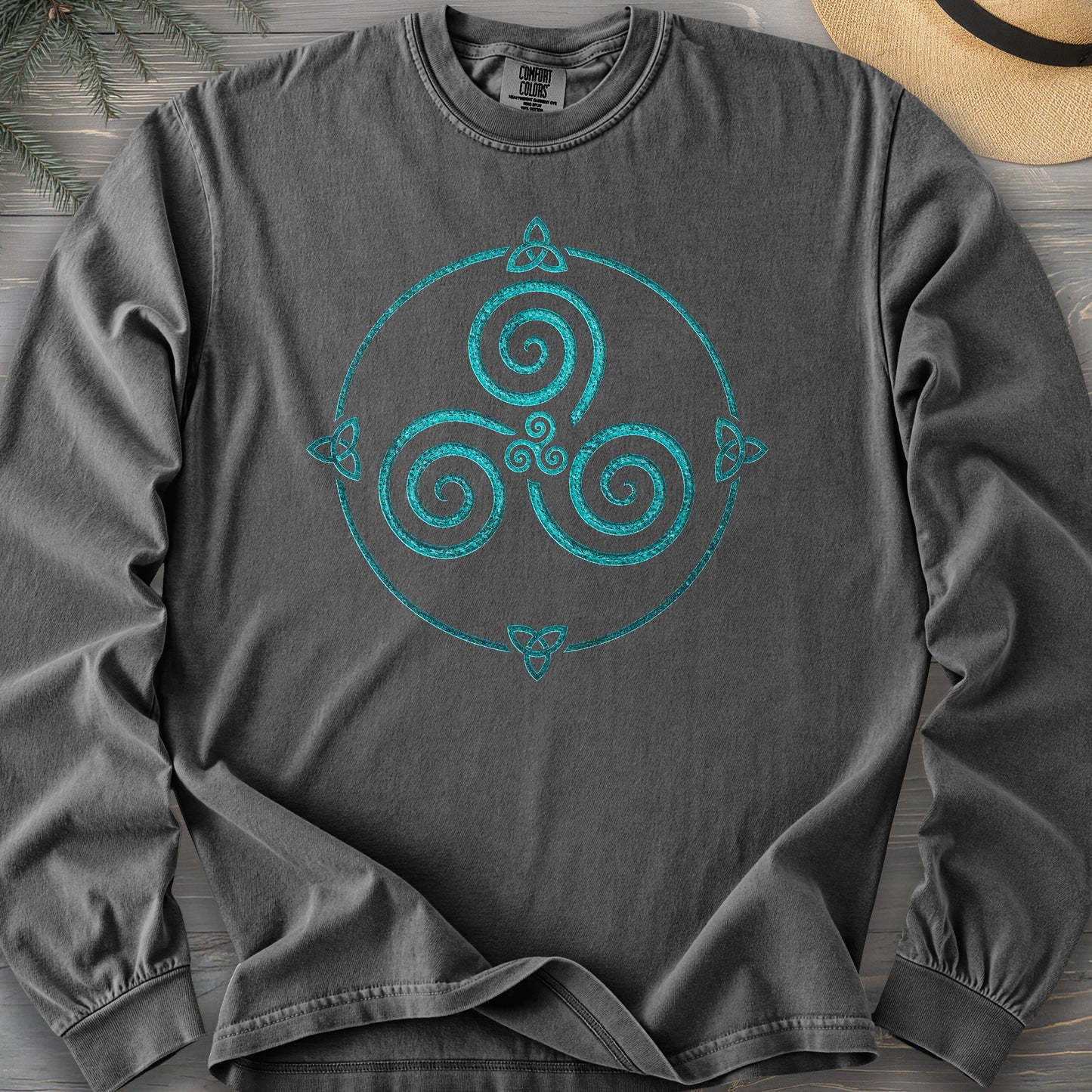 Celtic Triskele Spiral Comfort Colors 6014 Long Sleeve