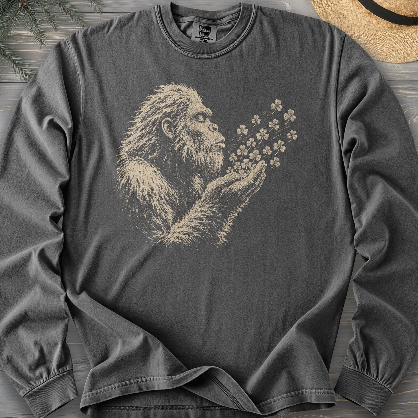 Bigfoot Shamrocks Comfort Colors 6014 Long Sleeve