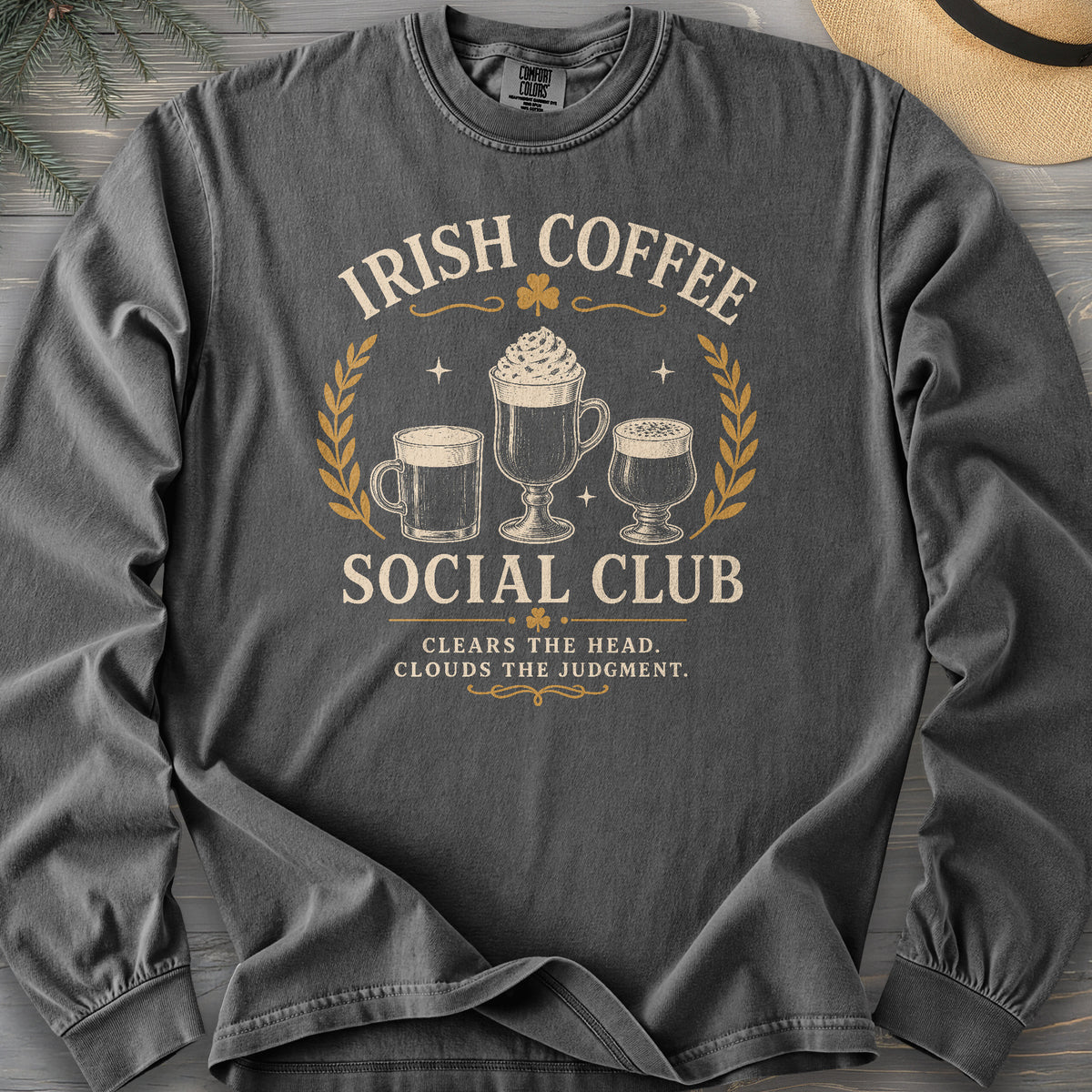 Irish Coffee Social Club Comfort Colors 6014 Long Sleeve