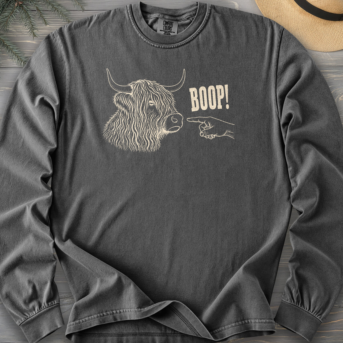 Boop Highland Coo Comfort Colors 6014 Long Sleeve