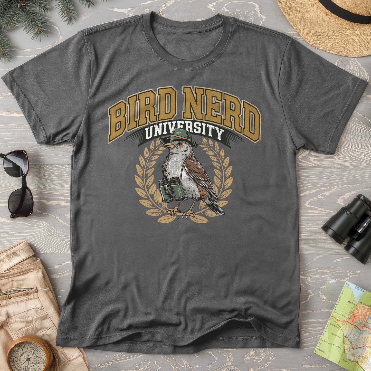 Bird Nerd University Varsity Textured Comfort Colors T-Shirt
