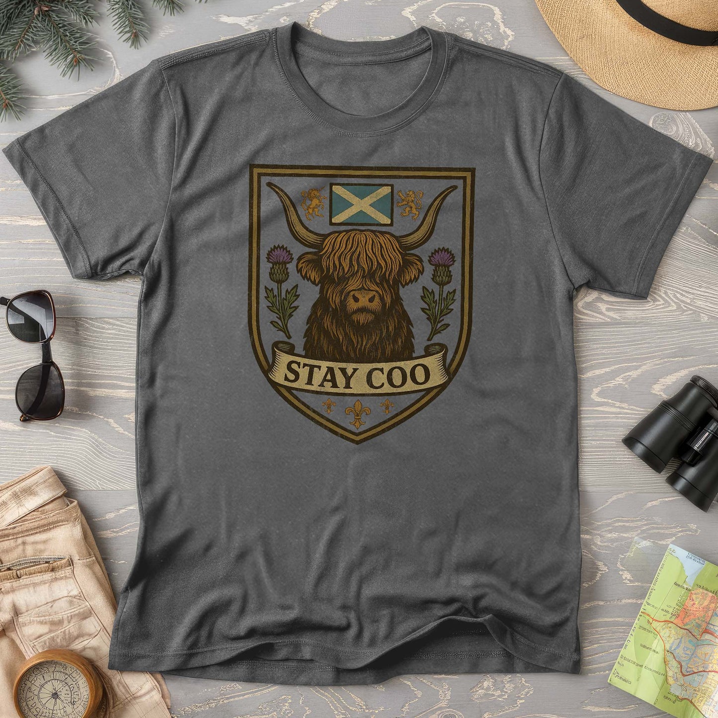 Highland Cow "Scottish Heraldry" Comfort Colors T-Shirt