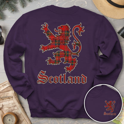 Scotland Tartan Lion Front/Back Print Sweatshirt
