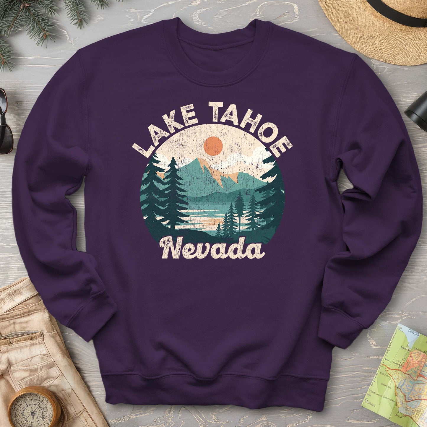 Lake Tahoe Nevada Vintage Circle Sweatshirt
