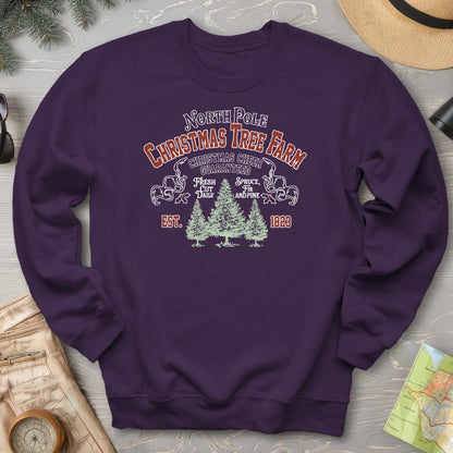 North Pole Christmas Tree Farm Vintage Print Sweatshirt