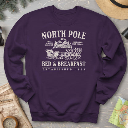 North Pole Bed and Breakfast Vintage Print Sweatshirt