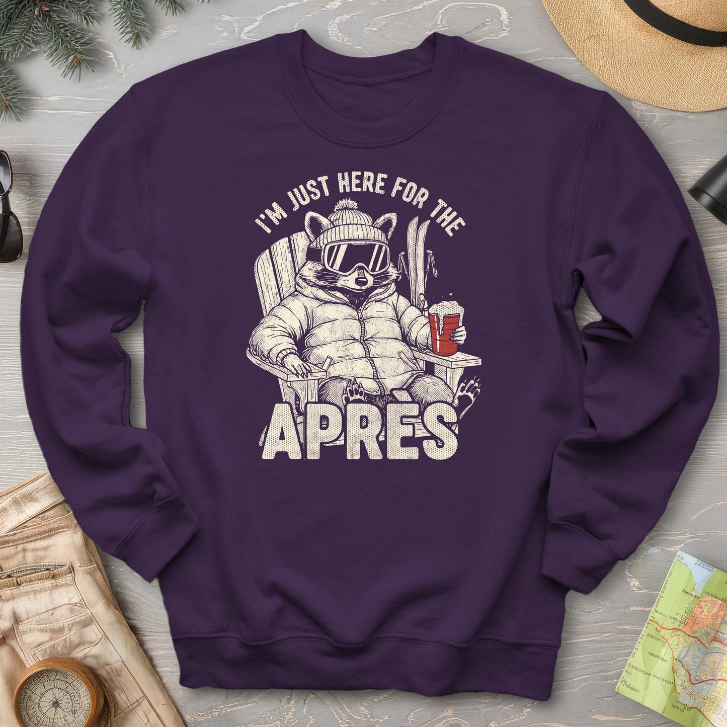 Just Here for the Apres "Raccoon" Sweatshirt
