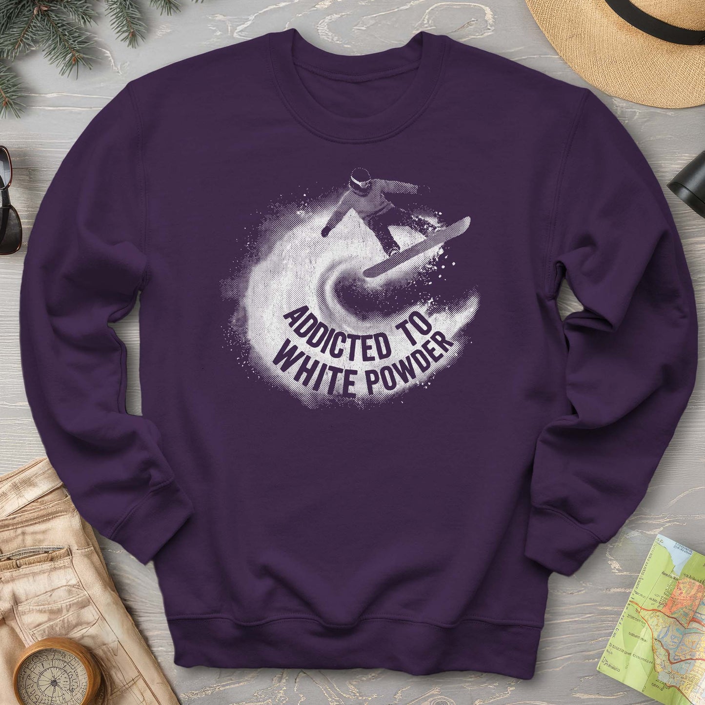 White Powder Snowboard Sweatshirt