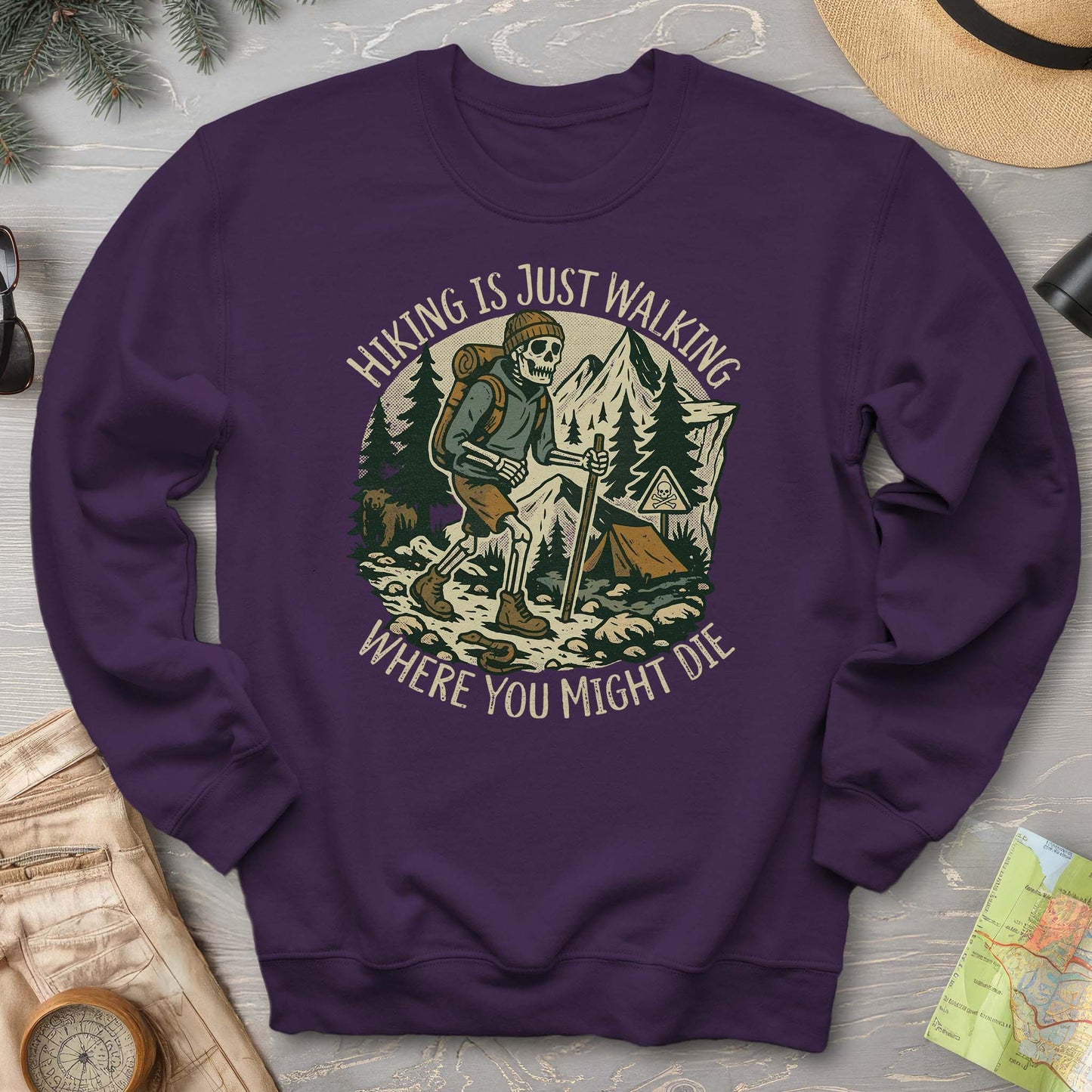Hiking Is Just Walking Sweatshirt