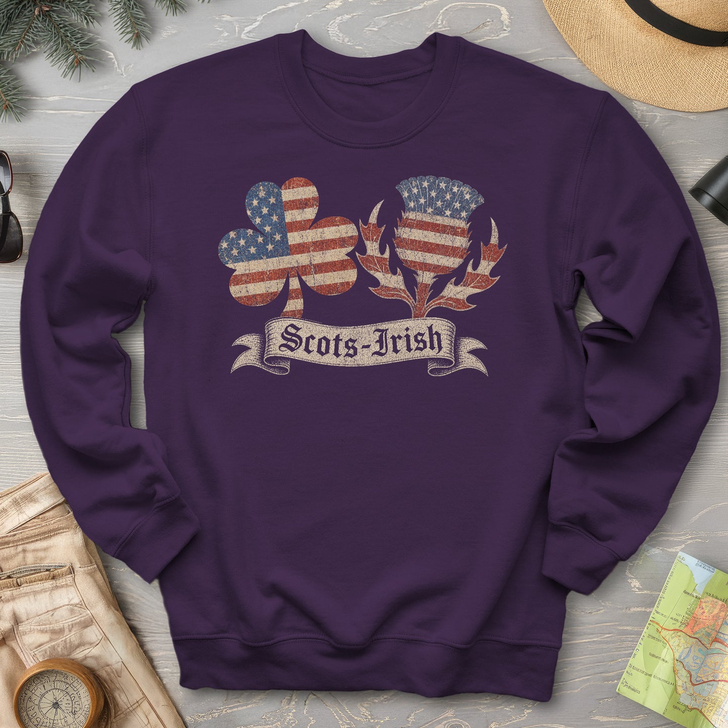 Scots-Irish Clover Thistle Flag Sweatshirt