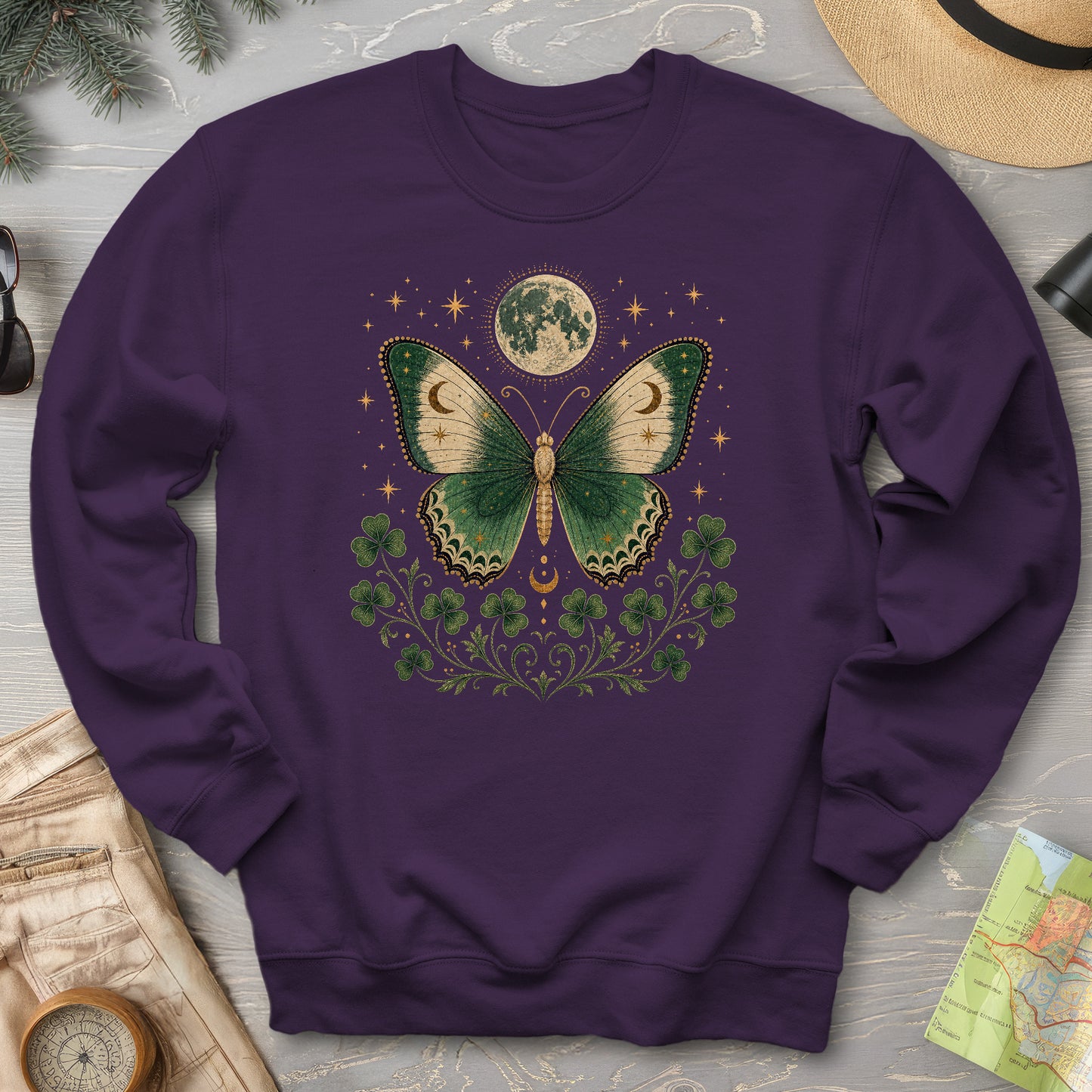 Shamrock Moon Butterfly Sweatshirt
