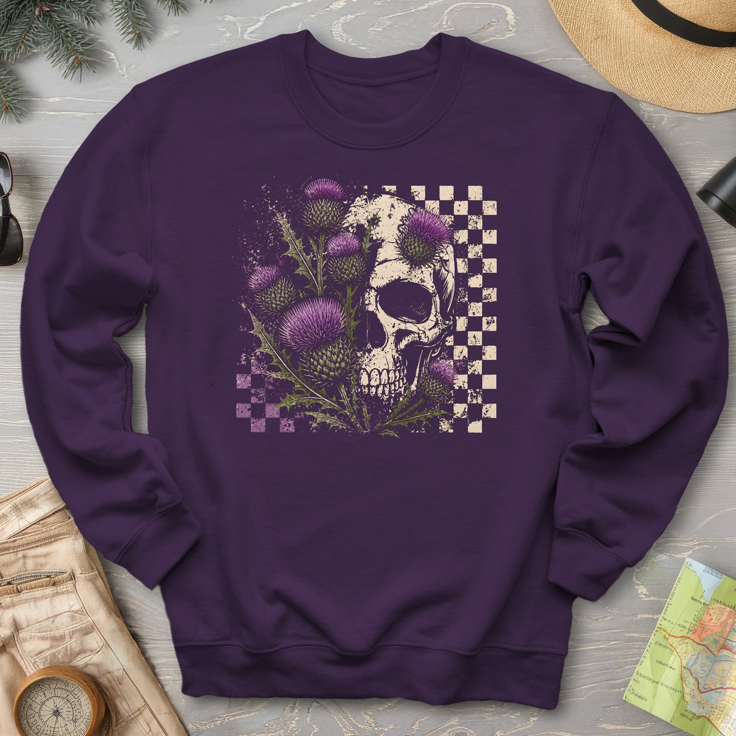 Thistle Skull Check Sweatshirt