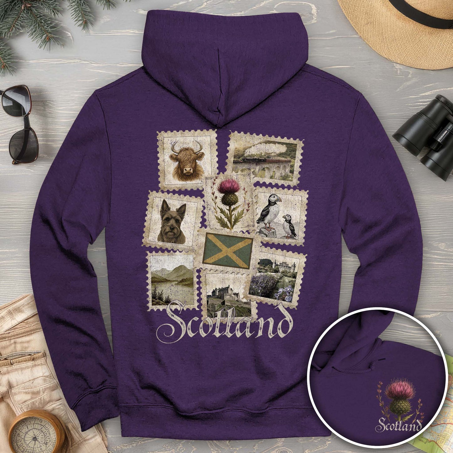 Scotland Vintage Stamps Hoodie