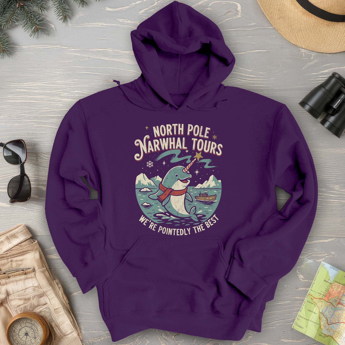 North Pole Narwhal Tours Hoodie