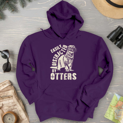 Easily Distracted By Otters Vintage Print Hoodie