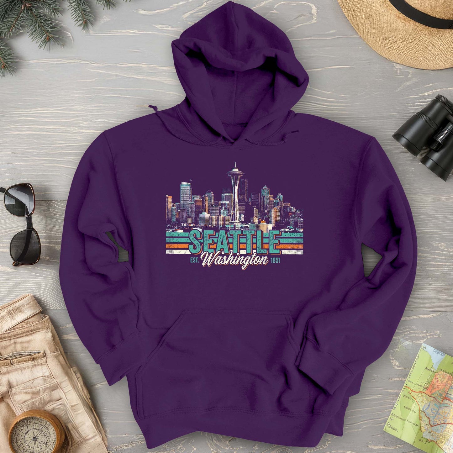 Seattle Retro Skyline Hoodie