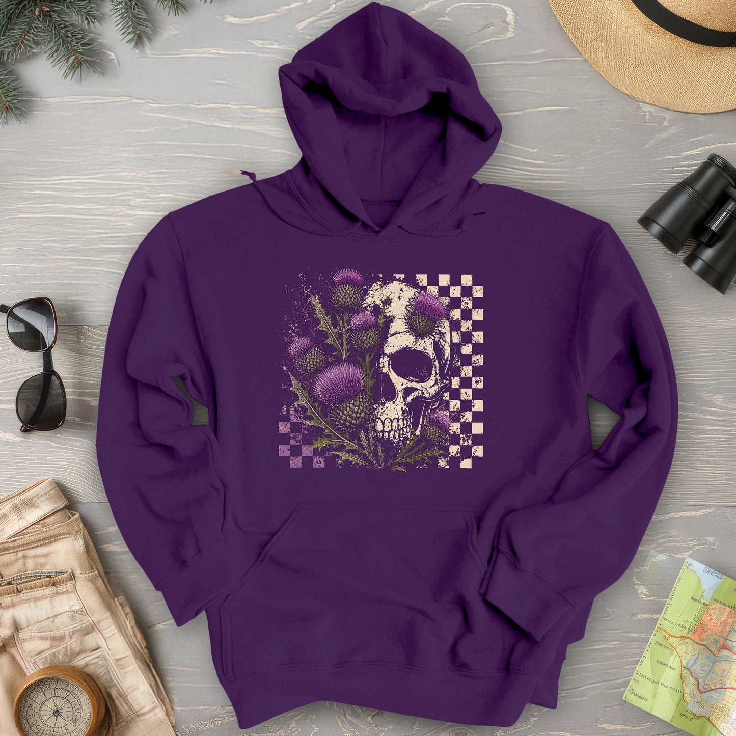 Thistle Skull Check Hoodie