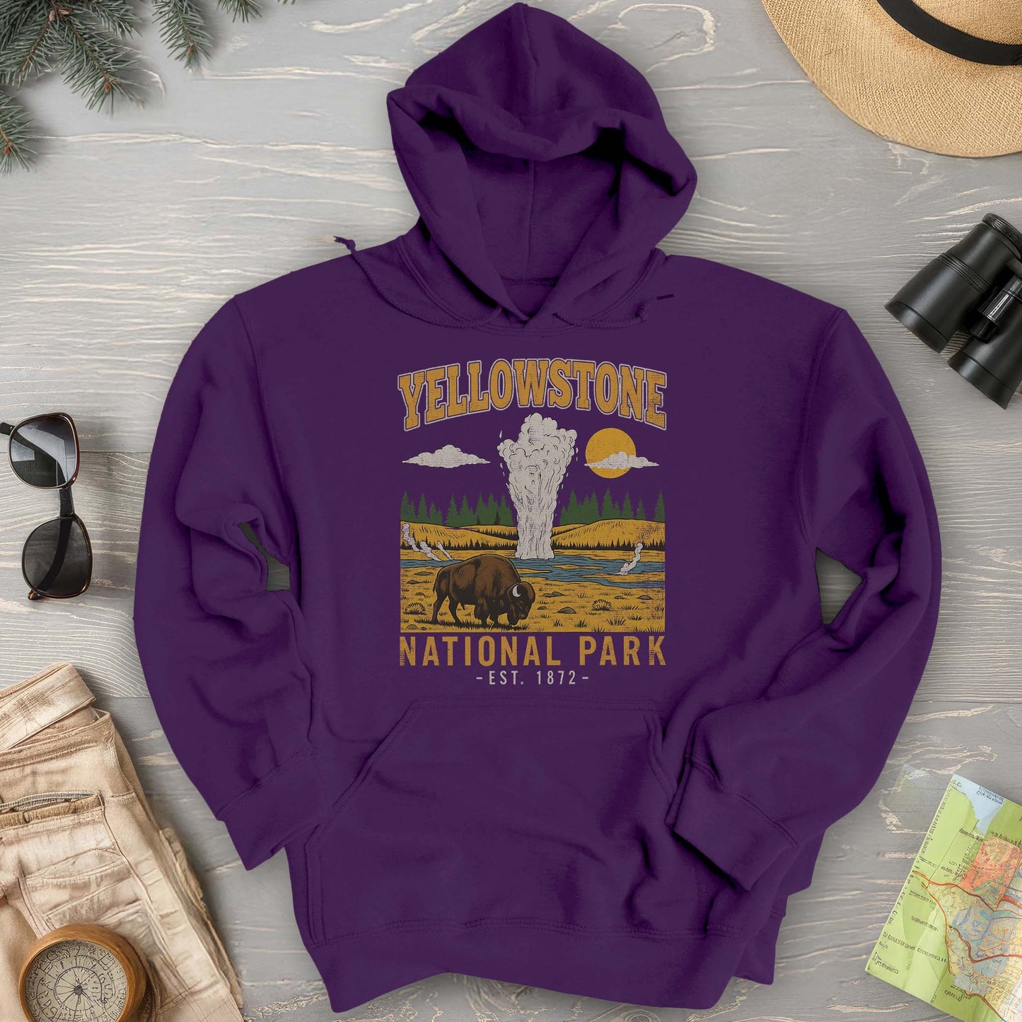 Yellowstone Old Faithful Buffalo Hoodie
