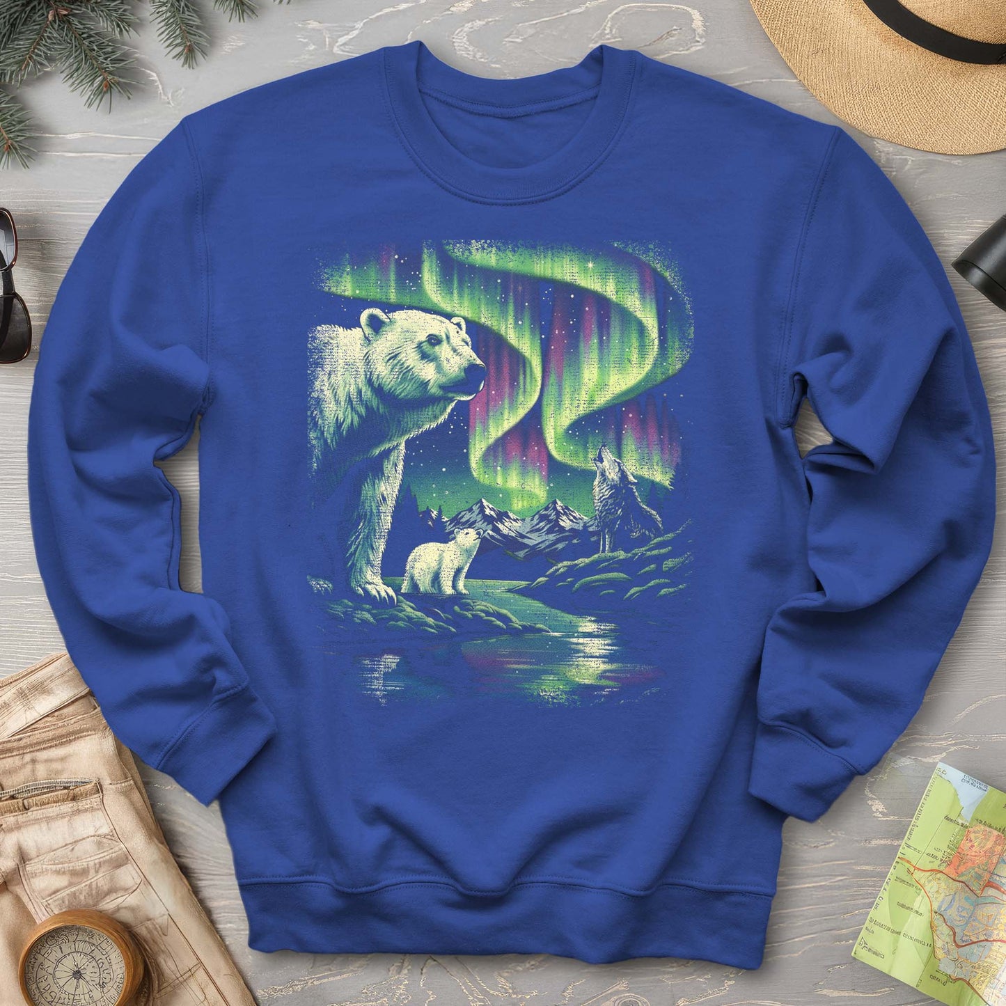 Northern Lights Polar Bears Sweatshirt