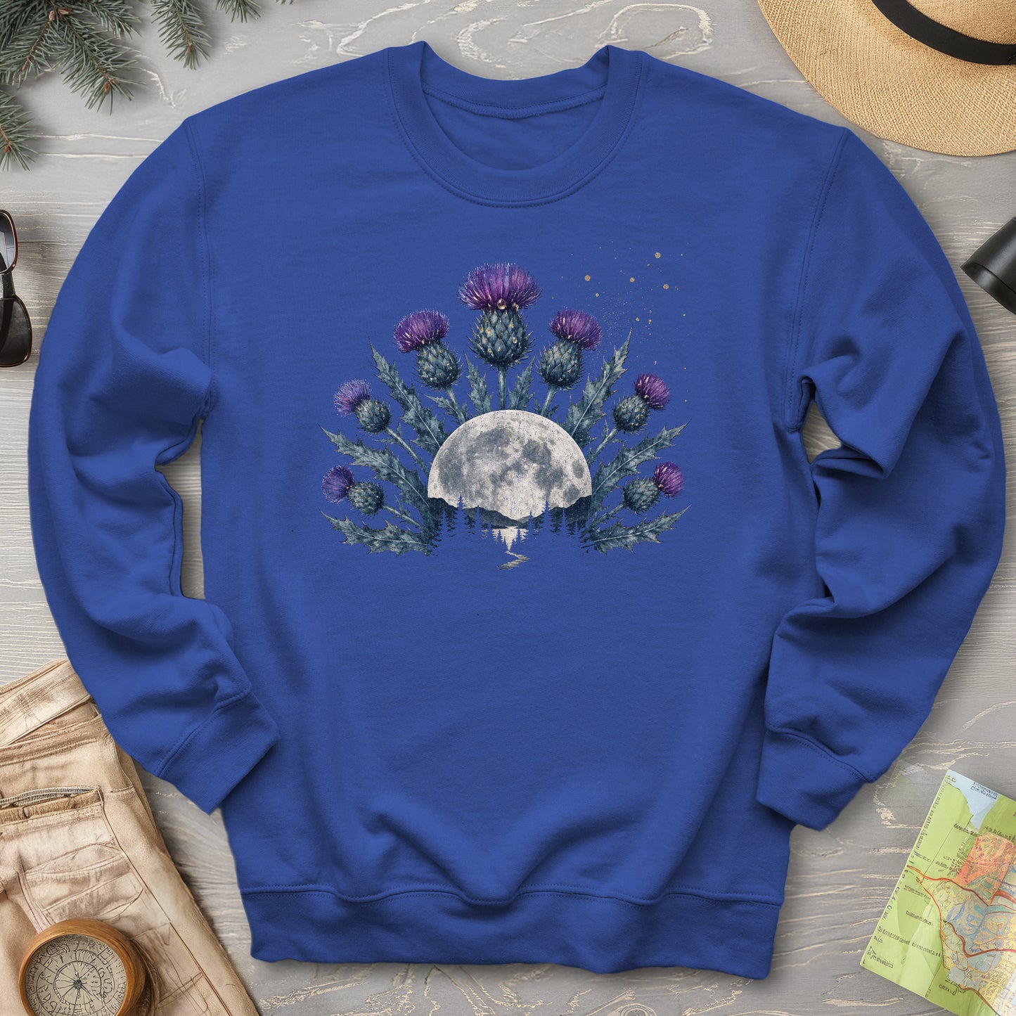 Moonlit Highland Thistles Sweatshirt