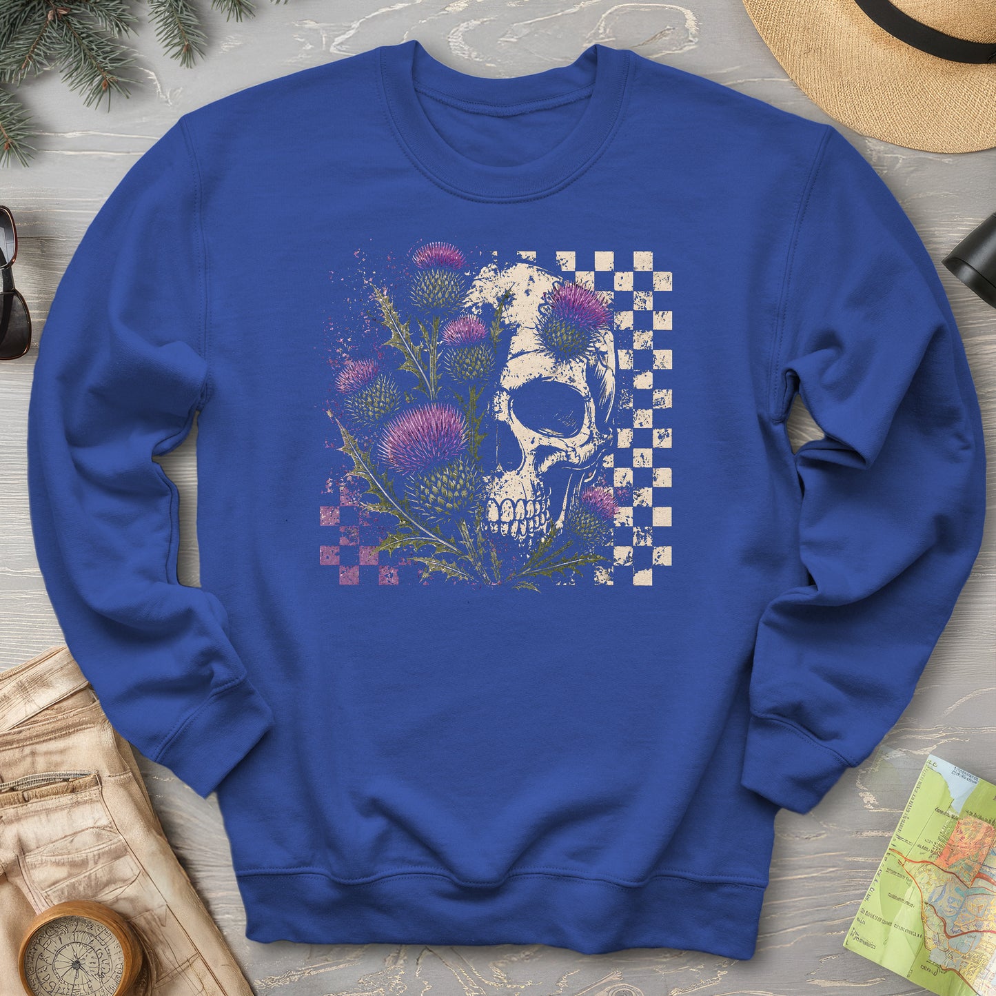 Thistle Skull Check Sweatshirt