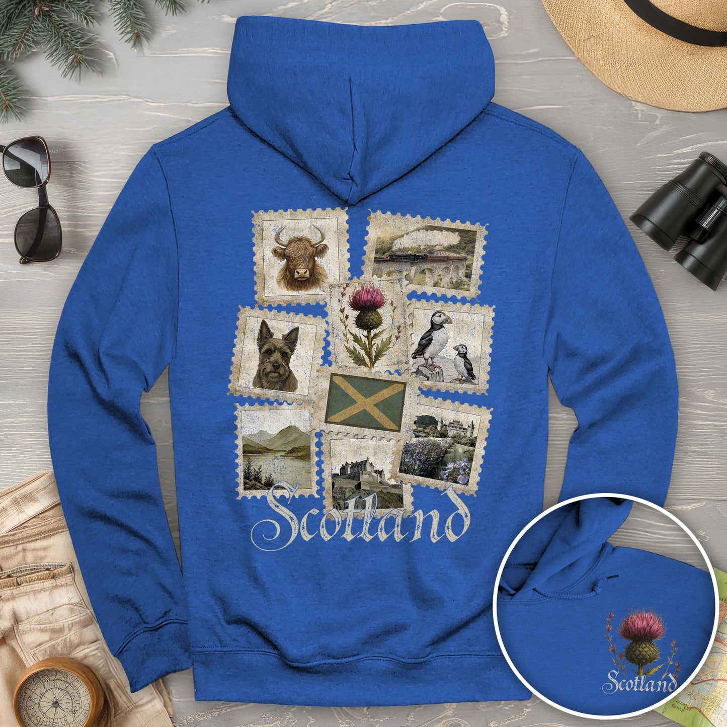 Scotland Vintage Stamps Hoodie