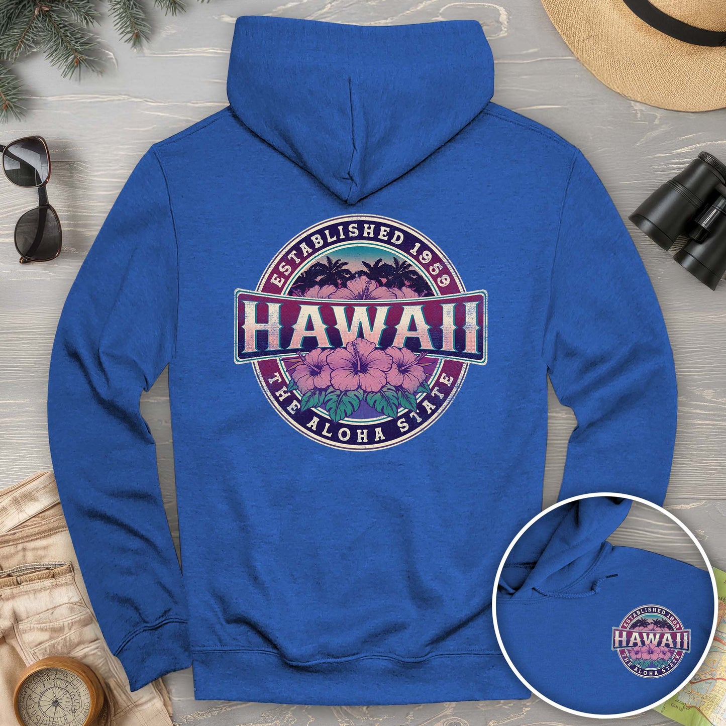 Hawaii Badge Front/Back Print Hoodie