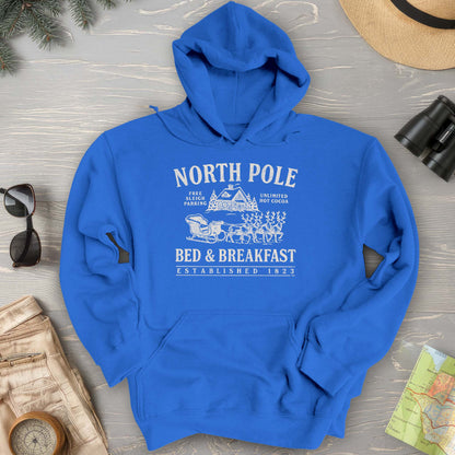 North Pole Bed and Breakfast Vintage Print Hoodie