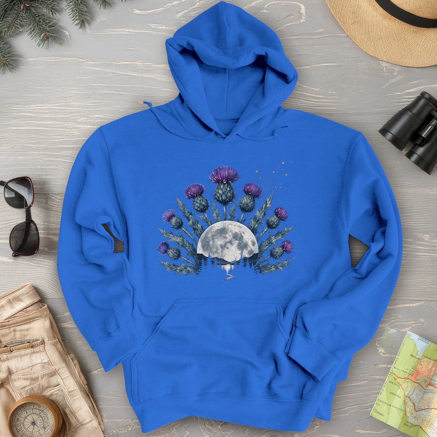 Moonlit Highland Thistles Hoodie